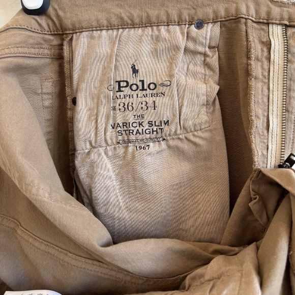 Polo Ralph Lauren The Varick Slim Straight jeans, men’s size 36/34 Khaki - Picture 3 of 7